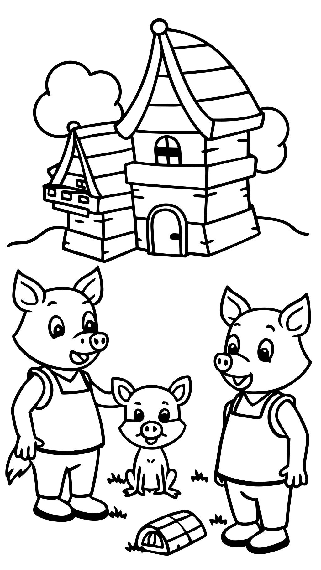 coloriages des trois petits cochons